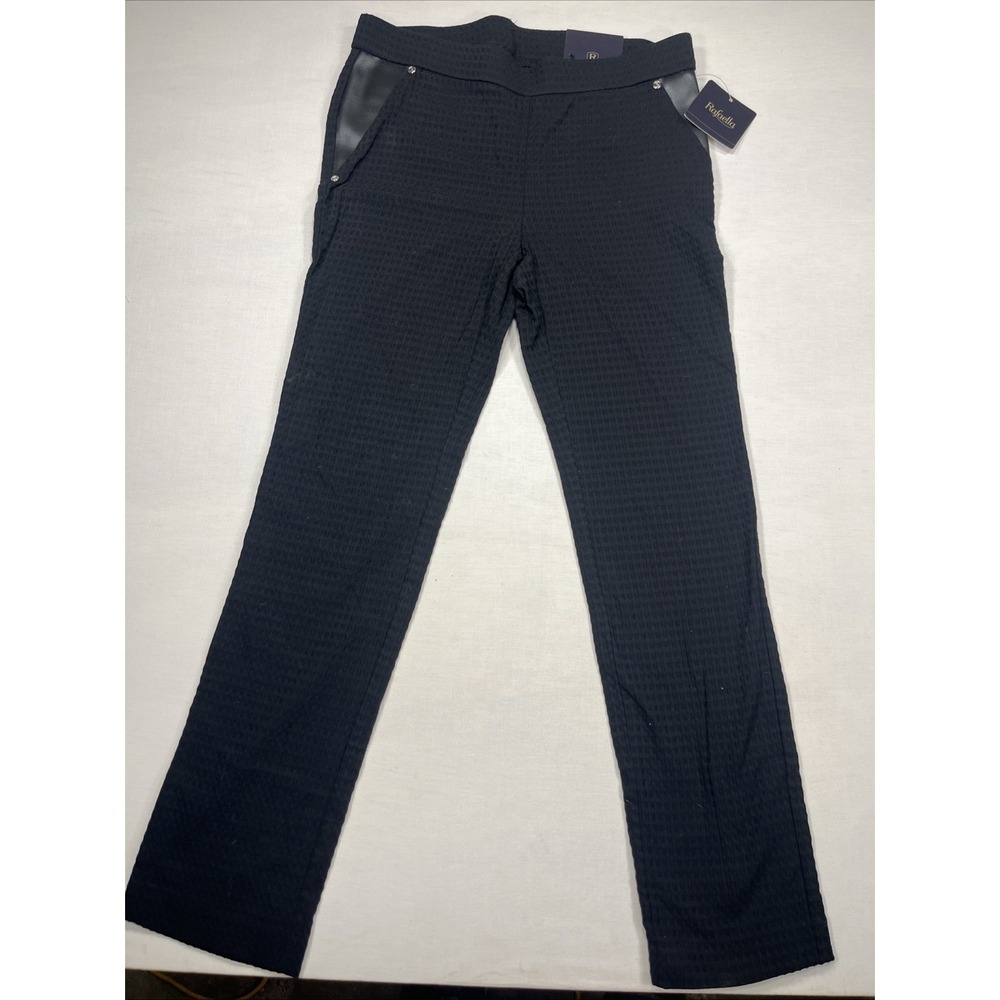 Rafaella size 6 black textured pants with Faux leather